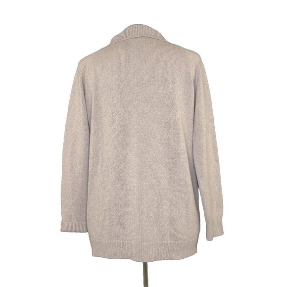 TANDEM Double Breasted Cardigan Sweater Button Front Taupe Italian Wool Size 42 - Picture 3 of 13
